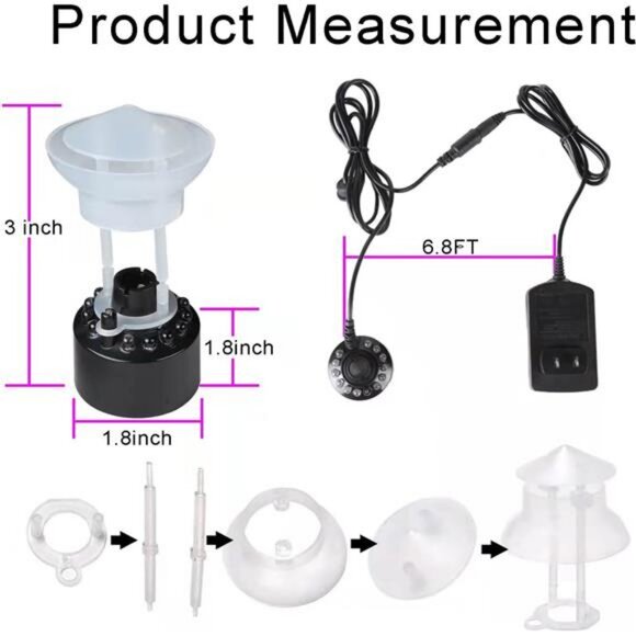 Mist Maker, 12 LED Mister Forgger with Splash Guard Pond Fog Machine - Picture 3 of 7